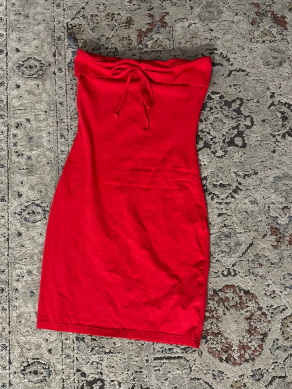 wild fable Red Strapless Tie-Front Bodycon Dress